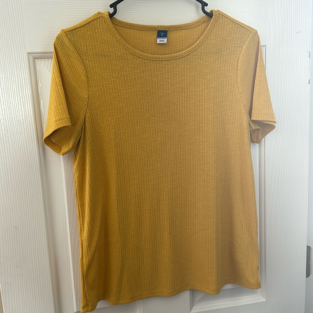 Old Navy Luxe Ribbed Slub-Knit Yellow Short Sleeve T-Shirt - Size - XS